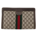GUCCI GG Supreme Web Sherry Line Clutch Bag PVC Beige Red 010 378 Auth fm5184-13