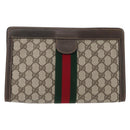 GUCCI GG Supreme Web Sherry Line Clutch Bag PVC Beige Red 010 378 Auth fm5184-2