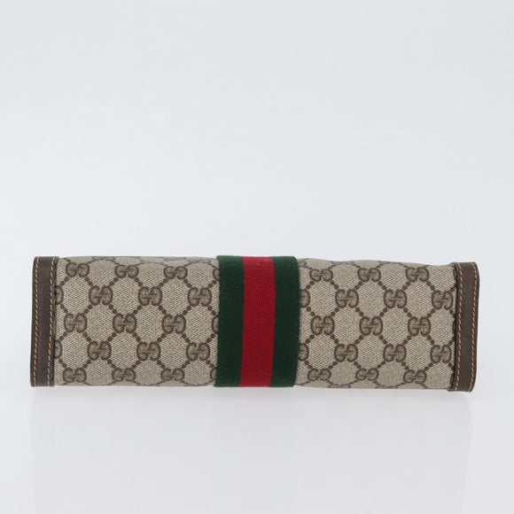 GUCCI GG Supreme Web Sherry Line Clutch Bag PVC Beige Red 010 378 Auth fm5184