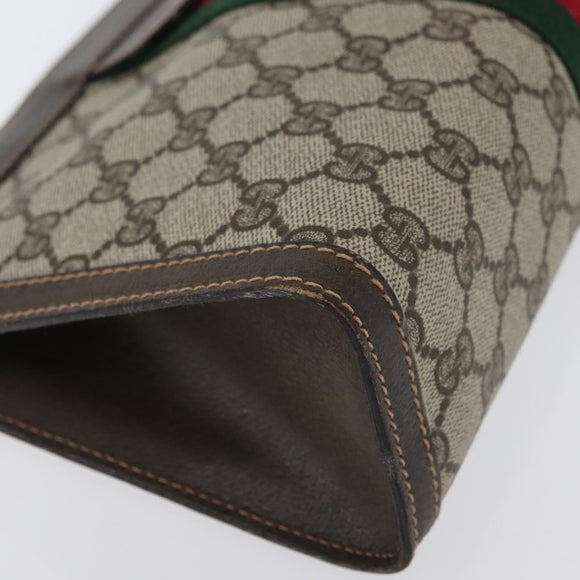 GUCCI GG Supreme Web Sherry Line Clutch Bag PVC Beige Red 010 378 Auth fm5184