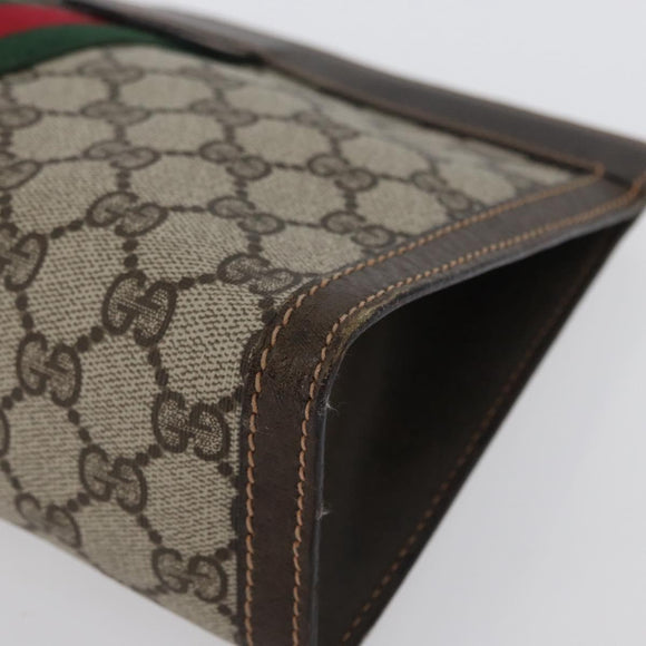 GUCCI GG Supreme Web Sherry Line Clutch Bag PVC Beige Red 010 378 Auth fm5184