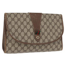 GUCCI GG Supreme Web Sherry Line Clutch Bag PVC Beige 156 01 031 Auth fm5185-1