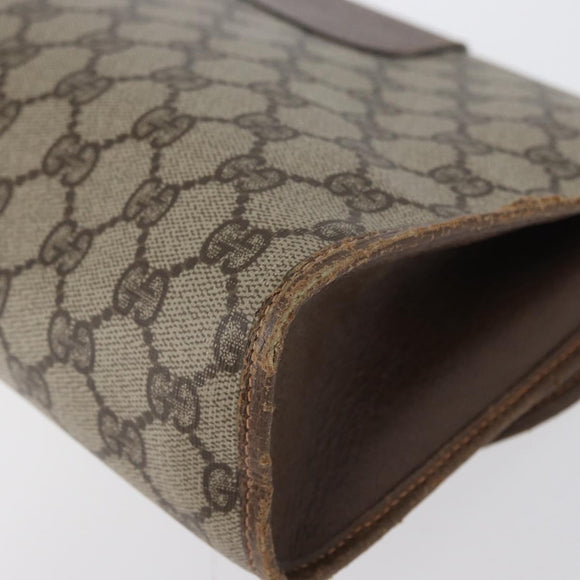 GUCCI GG Supreme Web Sherry Line Clutch Bag PVC Beige 156 01 031 Auth fm5185