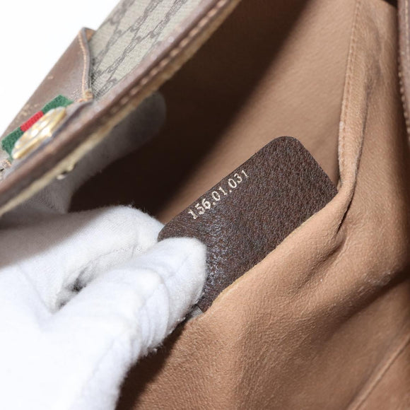 GUCCI GG Supreme Web Sherry Line Clutch Bag PVC Beige 156 01 031 Auth fm5185