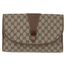 GUCCI GG Supreme Web Sherry Line Clutch Bag PVC Beige 156 01 031 Auth fm5185-13