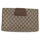 GUCCI GG Supreme Web Sherry Line Clutch Bag PVC Beige 156 01 031 Auth fm5185-2