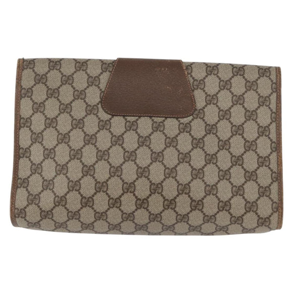 GUCCI GG Supreme Web Sherry Line Clutch Bag PVC Beige 156 01 031 Auth fm5185