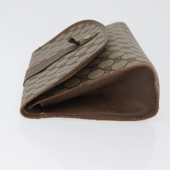 GUCCI GG Supreme Web Sherry Line Clutch Bag PVC Beige 156 01 031 Auth fm5185