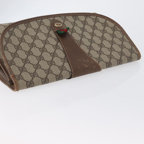 GUCCI GG Supreme Web Sherry Line Clutch Bag PVC Beige 156 01 031 Auth fm5185