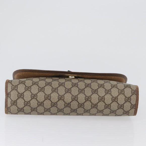 GUCCI GG Supreme Web Sherry Line Clutch Bag PVC Beige 156 01 031 Auth fm5185