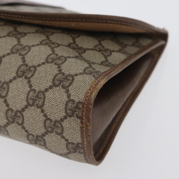 GUCCI GG Supreme Web Sherry Line Clutch Bag PVC Beige 156 01 031 Auth fm5185
