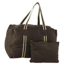 GUCCI Sherry Line Boston Bag Nylon Braun Silber 012 8657 Auth fm5186-1