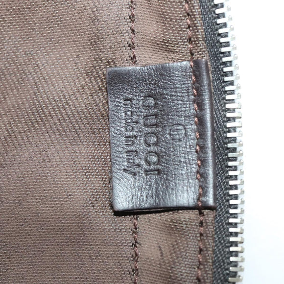 GUCCI Sherry Line Boston Bag Nylon Braun Silber 012 8657 Auth fm5186