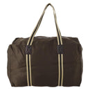 GUCCI Sherry Line Boston Bag Nylon Braun Silber 012 8657 Auth fm5186-2