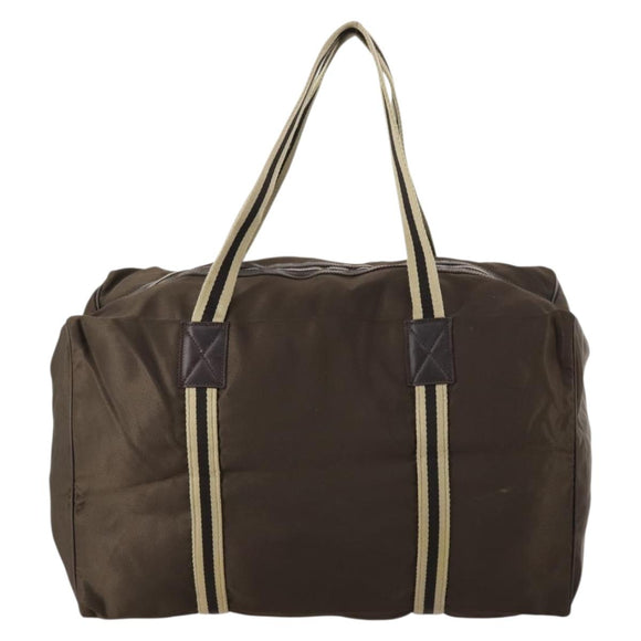 GUCCI Sherry Line Boston Bag Nylon Braun Silber 012 8657 Auth fm5186