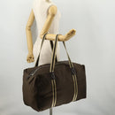 GUCCI Sherry Line Boston Bag Nylon Braun Silber 012 8657 Auth fm5186-23