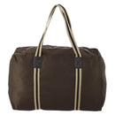 GUCCI Sherry Line Boston Bag Nylon Braun Silber 012 8657 Auth fm5186-3