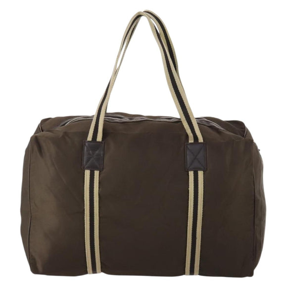 GUCCI Sherry Line Boston Bag Nylon Braun Silber 012 8657 Auth fm5186