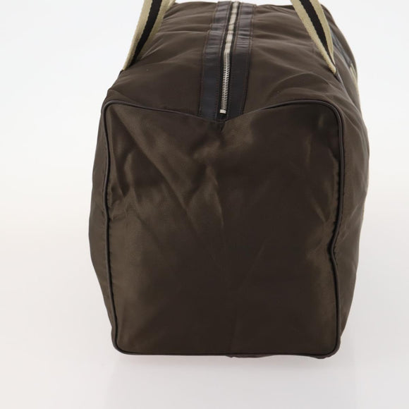 GUCCI Sherry Line Boston Bag Nylon Braun Silber 012 8657 Auth fm5186