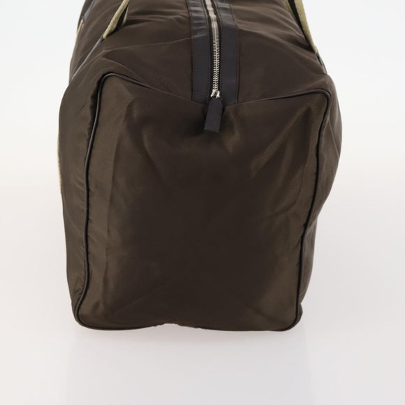 GUCCI Sherry Line Boston Bag Nylon Braun Silber 012 8657 Auth fm5186