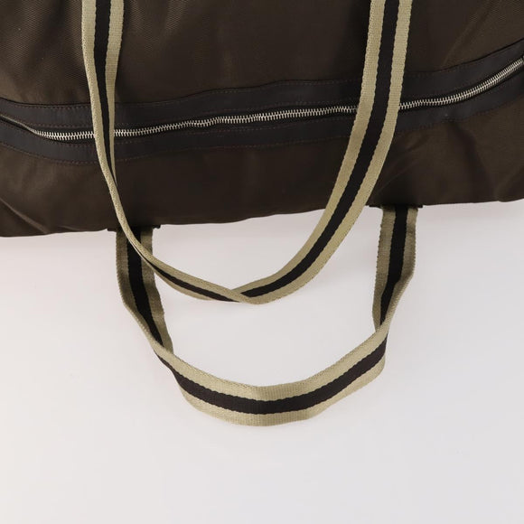 GUCCI Sherry Line Boston Bag Nylon Braun Silber 012 8657 Auth fm5186
