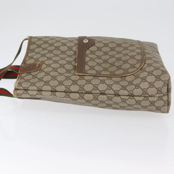 GUCCI GG Supreme Web Sherry Line Tote Bag PVC Beige Gold 39 02 003 Auth fm5189