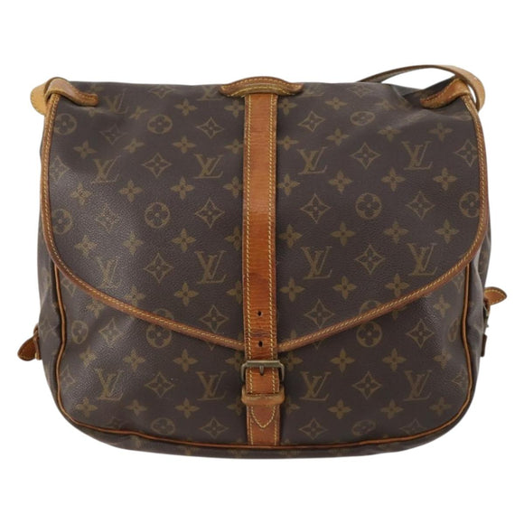 LOUIS VUITTON Monogram Saumur 35 Shoulder Bag M42254 LV Auth fm5198