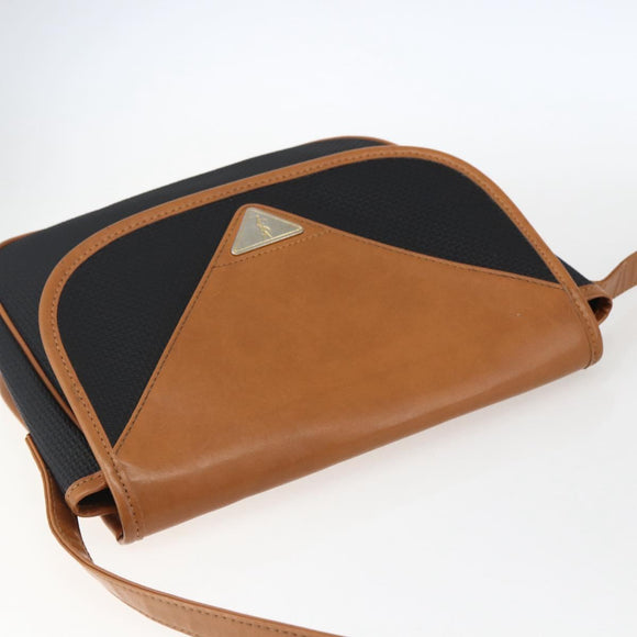 SAINT LAURENT Shoulder Bag PVC Black Gold Auth fm5208
