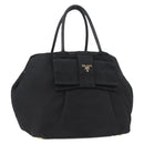 PRADA Hand Bag Nylon Black Gold Auth fm5210-1