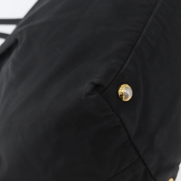 PRADA Hand Bag Nylon Black Gold Auth fm5210