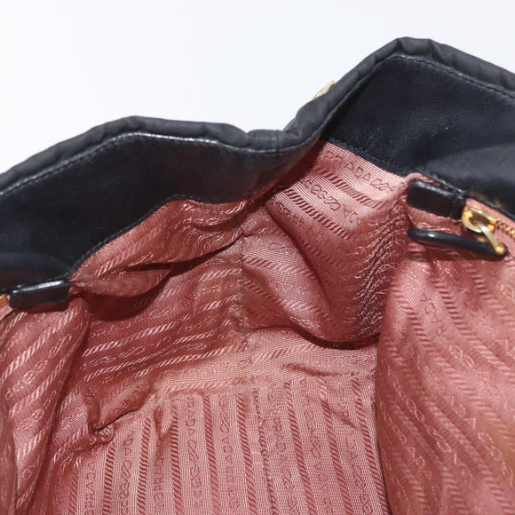 PRADA Hand Bag Nylon Black Gold Auth fm5210