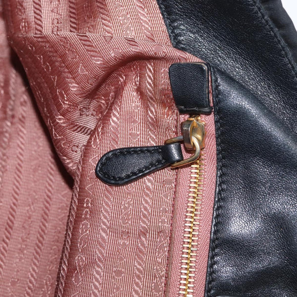 PRADA Hand Bag Nylon Black Gold Auth fm5210