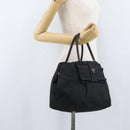 PRADA Hand Bag Nylon Black Gold Auth fm5210-25