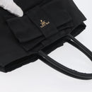 PRADA Hand Bag Nylon Black Gold Auth fm5210-6
