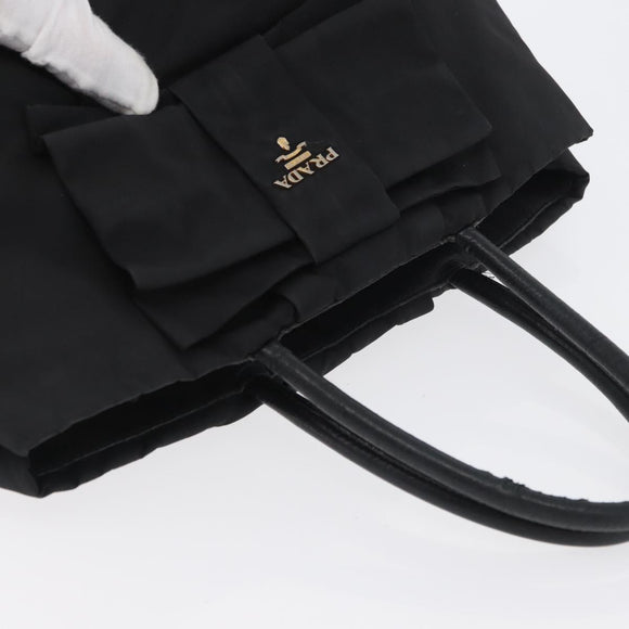PRADA Hand Bag Nylon Black Gold Auth fm5210