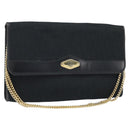 Christian Dior Trotter Canvas Chain Shoulder Bag Black Gold Auth fm5212-1