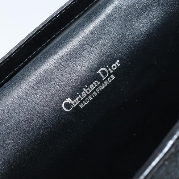 Christian Dior Trotter Canvas Chain Shoulder Bag Black Gold Auth fm5212
