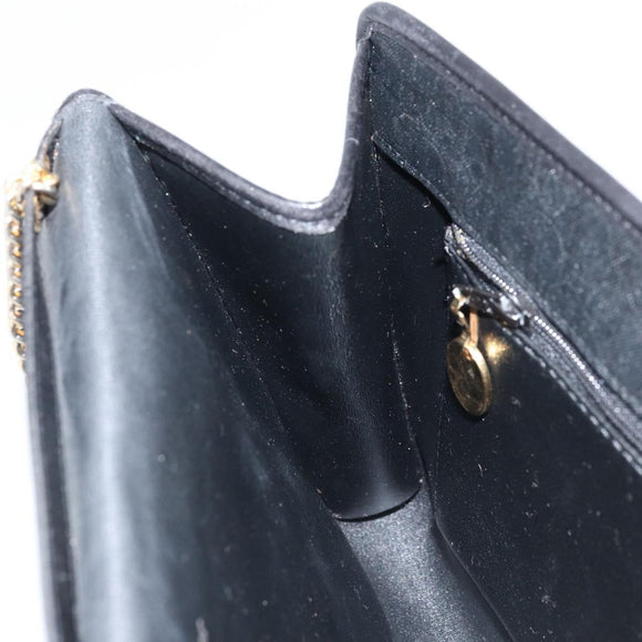 Christian Dior Trotter Canvas Chain Shoulder Bag Black Gold Auth fm5212