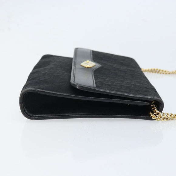 Christian Dior Trotter Canvas Chain Shoulder Bag Black Gold Auth fm5212