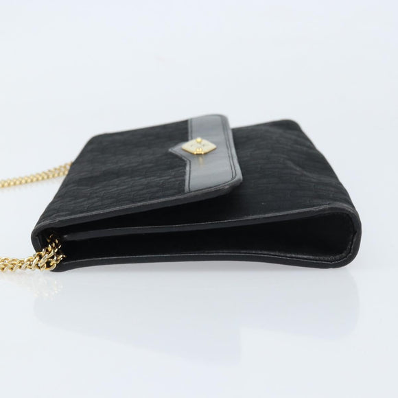 Christian Dior Trotter Canvas Chain Shoulder Bag Black Gold Auth fm5212
