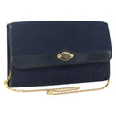 Christian Dior Trotter Canvas Chain Shoulder Bag Navy Gold Auth fm5213-1