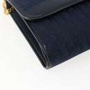Christian Dior Trotter Canvas Chain Shoulder Bag Navy Gold Auth fm5213-15
