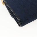 Christian Dior Trotter Canvas Chain Shoulder Bag Navy Gold Auth fm5213-17