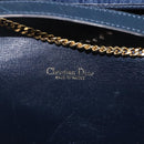 Christian Dior Trotter Canvas Chain Shoulder Bag Navy Gold Auth fm5213-19