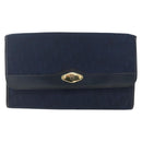 Christian Dior Trotter Canvas Chain Shoulder Bag Navy Gold Auth fm5213-13