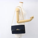 Christian Dior Trotter Canvas Chain Shoulder Bag Navy Gold Auth fm5213-22