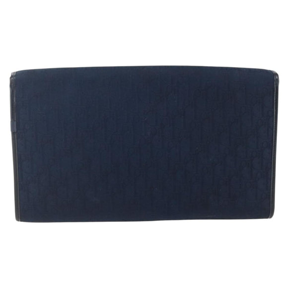 Christian Dior Trotter Canvas Chain Shoulder Bag Navy Gold Auth fm5213