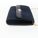 Christian Dior Trotter Canvas Chain Shoulder Bag Navy Gold Auth fm5213-4