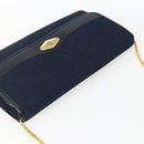 Christian Dior Trotter Canvas Chain Shoulder Bag Navy Gold Auth fm5213-6