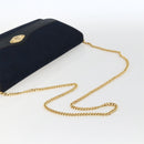 Christian Dior Trotter Canvas Chain Shoulder Bag Navy Gold Auth fm5213-7